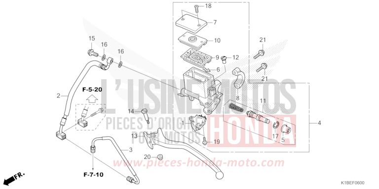 REAR BRAKE MASTER CYLINDER von Forza 350 MAT PEARL PACIFIC BLUE (PB397) von 2024